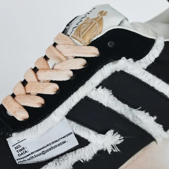Lanvin Runner rayures effilochées noir beige sneakers lifestyle 6