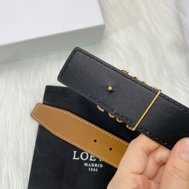 Loewe Anagram Marron Or Texturée Boucle Cuir Ceinture 8
