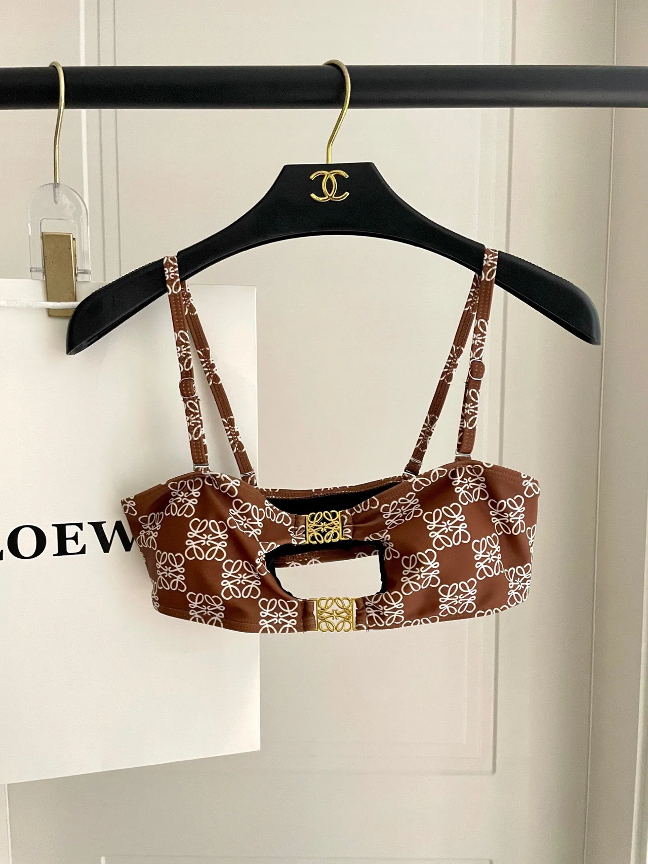 Loewe Anagram Brown White Bustier-Style Vest Top 10