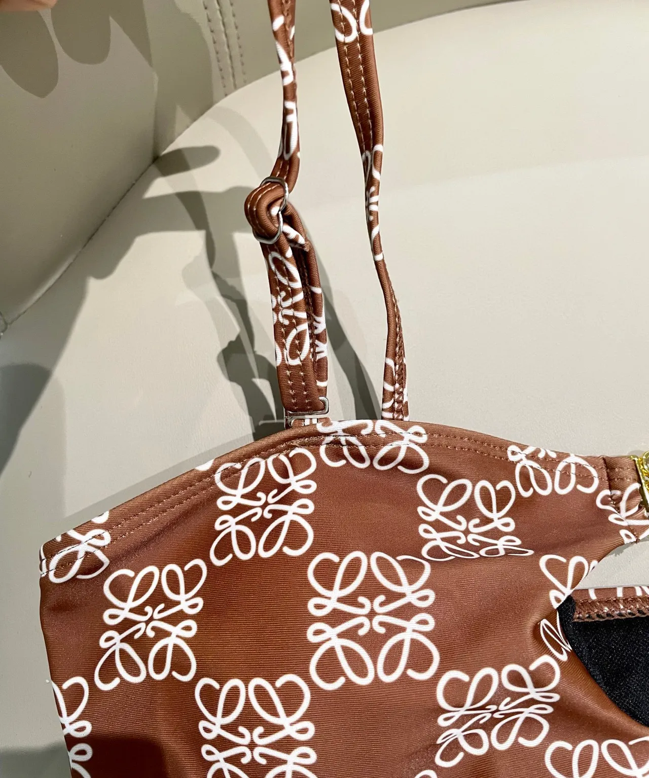 Loewe Anagram Brown White Bustier-Style Vest Top 4