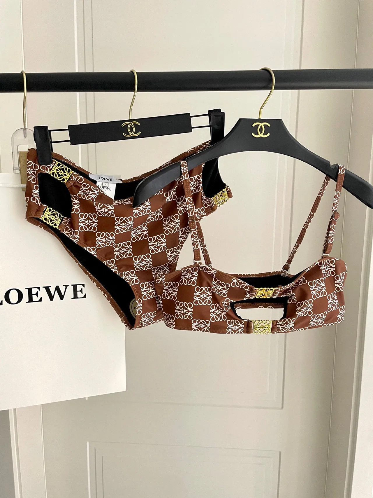 Loewe Anagram Brown White Bustier-Style Vest Top 7