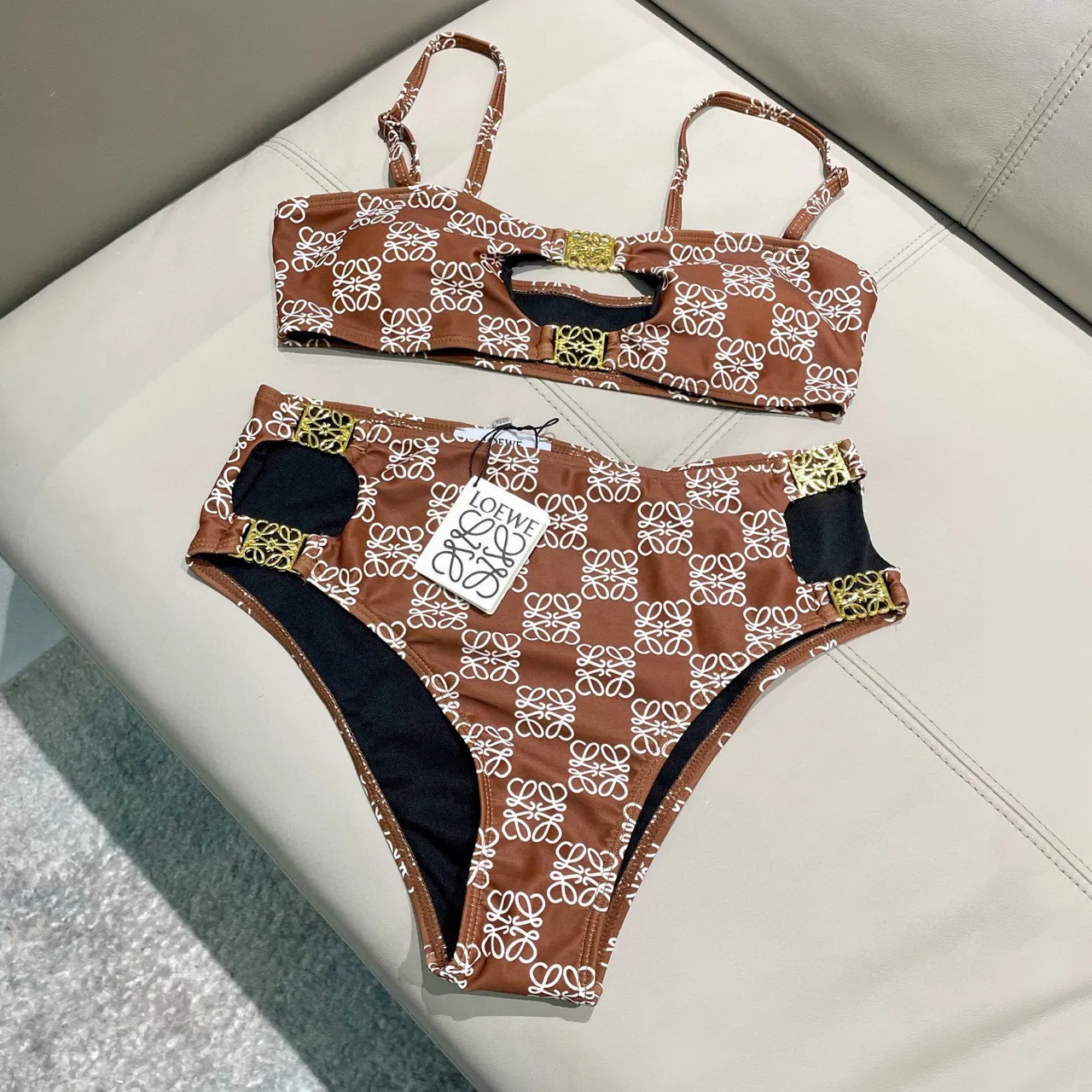 Loewe Anagram Brown White Bustier-Style Vest Top 9