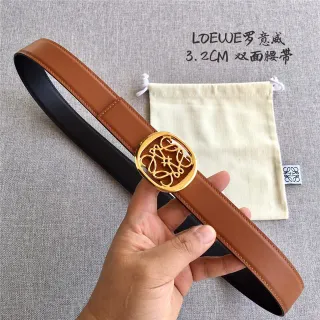 Loewe Anagram Reversible Tan and Black Leather Belt