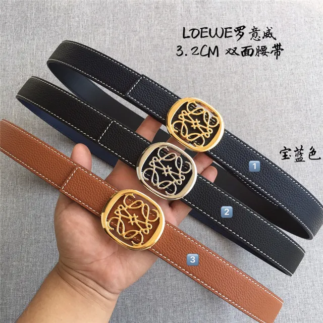 Loewe Anagram Cinturón reversible de cuero en color marrón claro y negro 2
