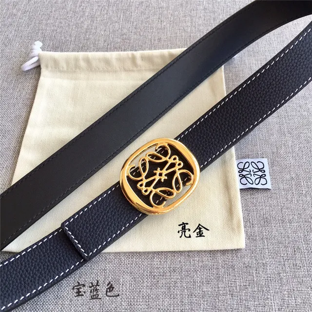 Loewe Anagram Cinturón reversible de cuero en color marrón claro y negro 7