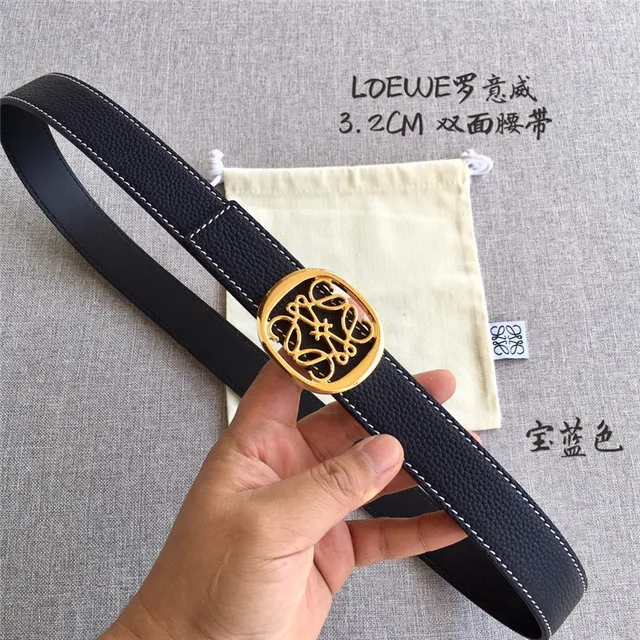 Loewe Anagram Cinturón reversible de cuero en color marrón claro y negro 9