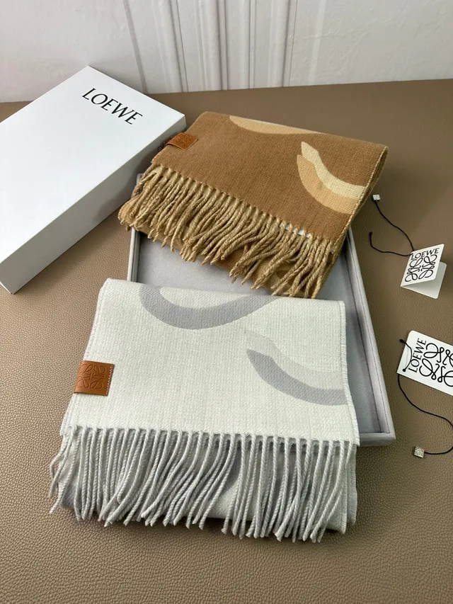 Loewe Anagram Cachecol Cinza Claro e Cinza Cachemira Cachecol 3