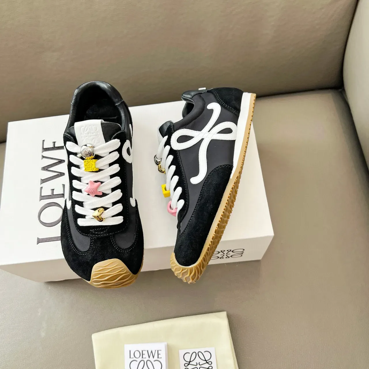 Loewe Flow Runner Black White Beige Lifestyle Sneakers 8
