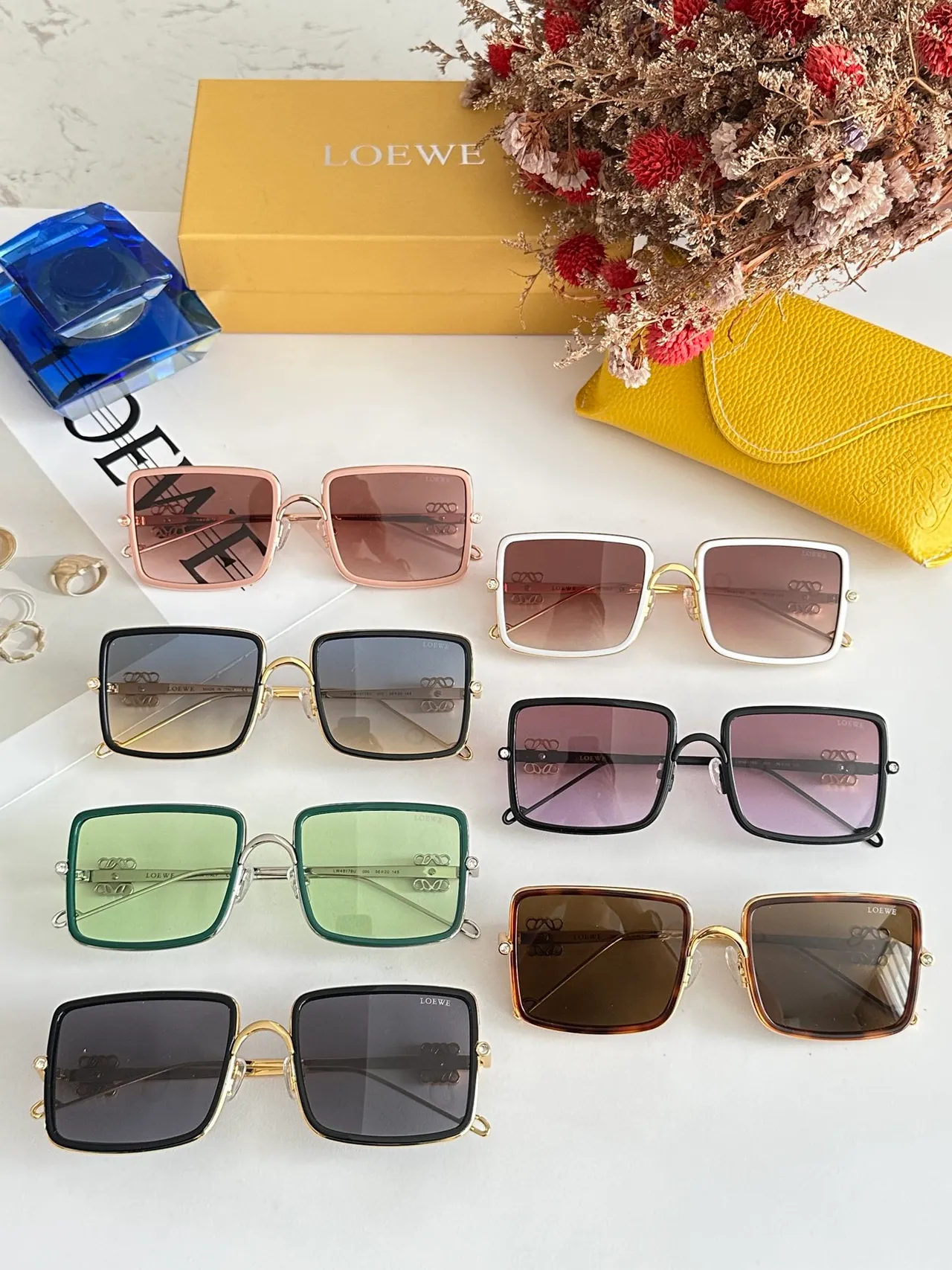 Loewe Square Frame Rose Gold Gradient Brown Sunglasses 2