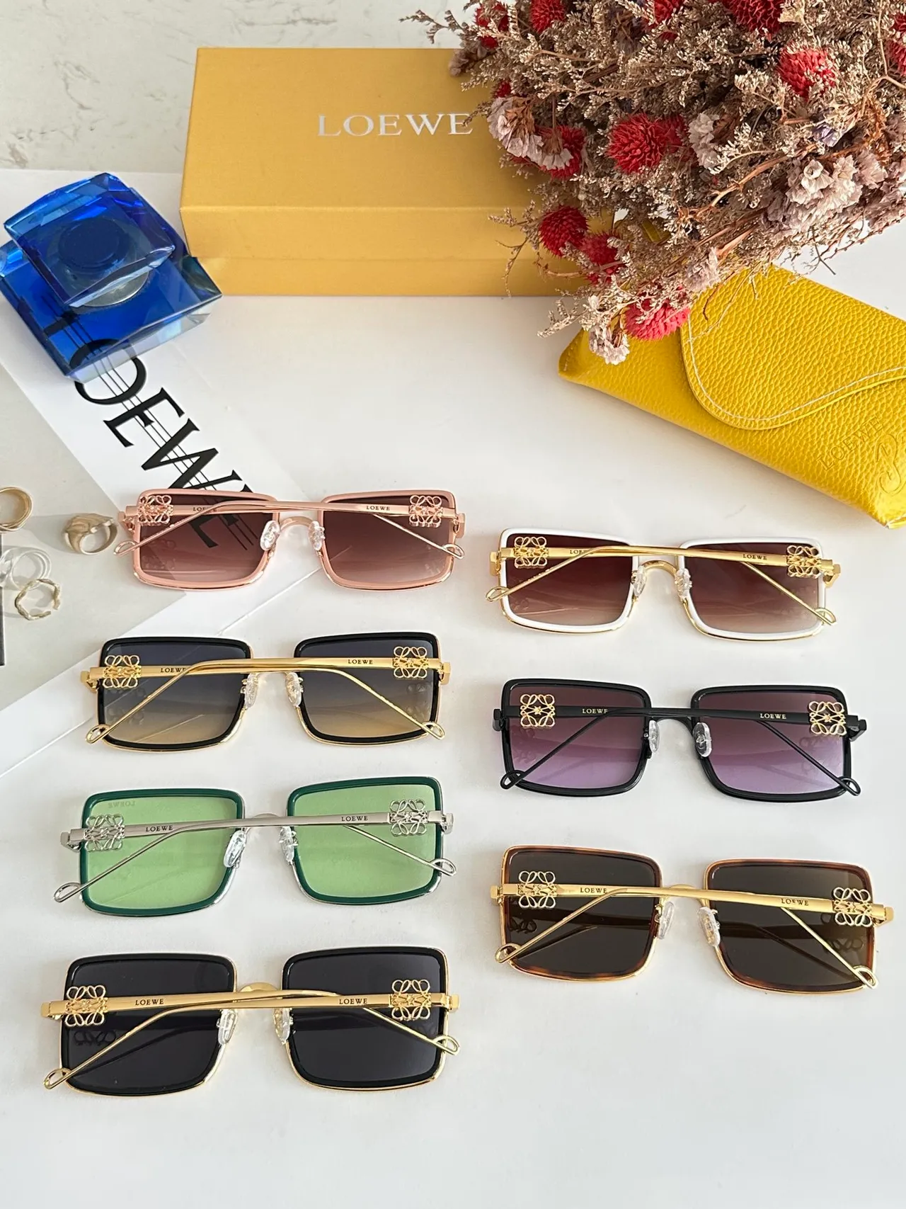 Loewe Square Frame Rose Gold Gradient Brown Sunglasses 3