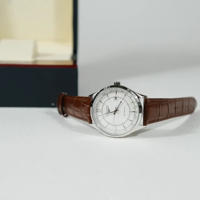 Longines Automatic White Dial Brown Leather Strap Mechanical Watch 6