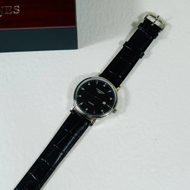 Longines Black Silver Classic Dress Dial Quartz Watch 6