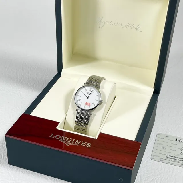 Longines Relógio de Quartzo com Mostrador Minimalista de Prata Branco e Numerais Romanos 2