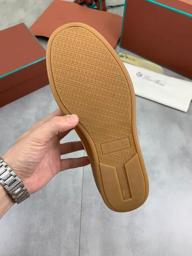 Loro Piana Beige and Brown Canvas-Leather Lifestyle Sneakers 2