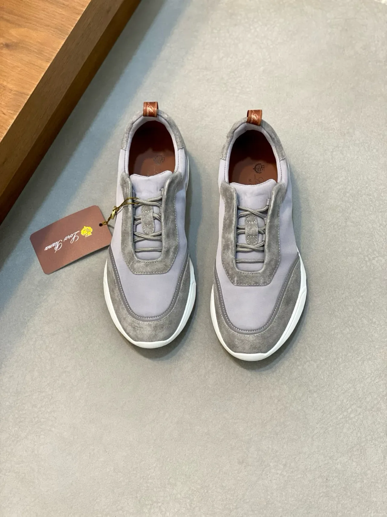 Loro Piana Tênis lifestyle de camurça cinza e nylon slip-on 2
