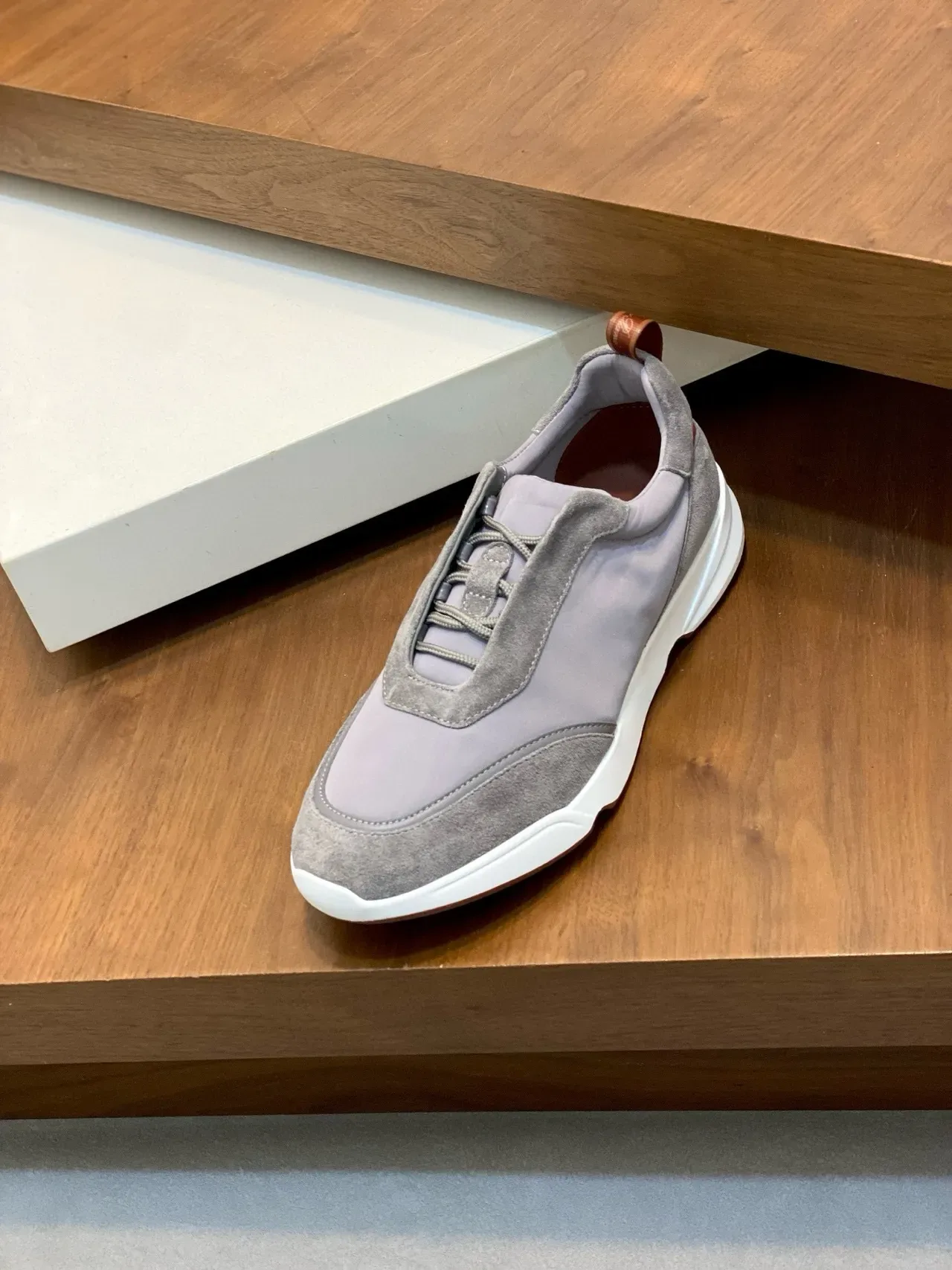 Loro Piana Tênis lifestyle de camurça cinza e nylon slip-on 6