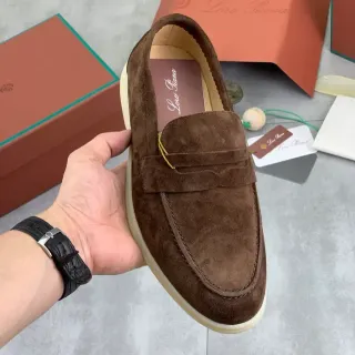 Loro Piana Penny Loafer Brown Beige Suede Upper Crepe-Style Sole Loafer