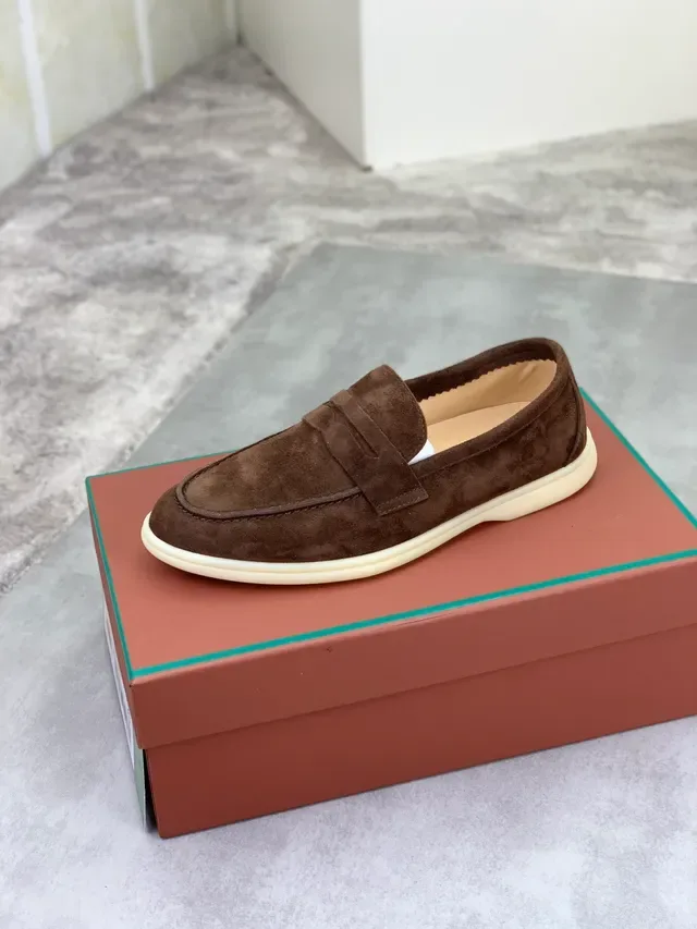 Loro Piana Penny Loafer Brown Beige Suede Upper Crepe-Style Sole Loafer 4