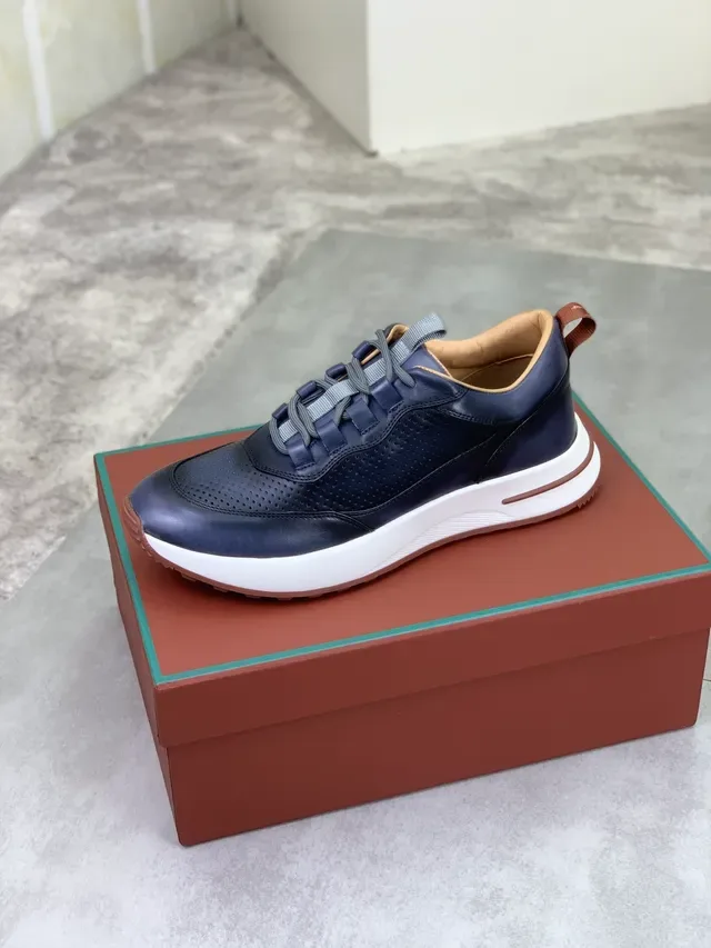Loro Piana Summer Walk Navy Cuir Perforé Sneakers Lifestyle 4