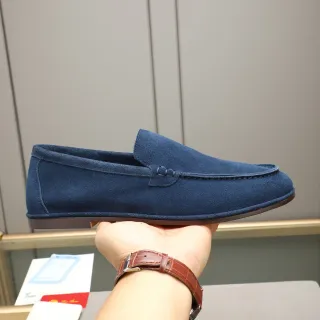 Loro Piana Summer Walk Navy Suede Penny Loafer