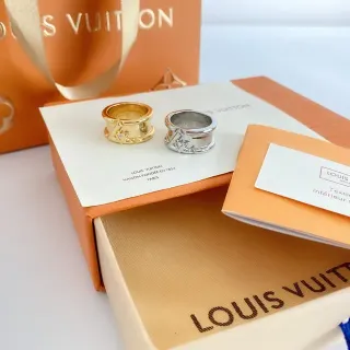 Louis Vuitton Angular V-Motif Diamond-Accented Gold and Silver Rings