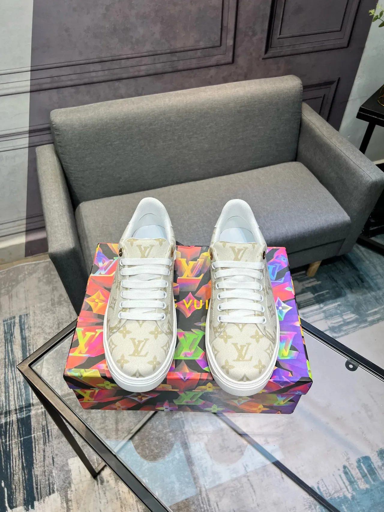 Louis Vuitton Beige Gold Monogram Canvas Low-Top Lifestyle Sneakers 2