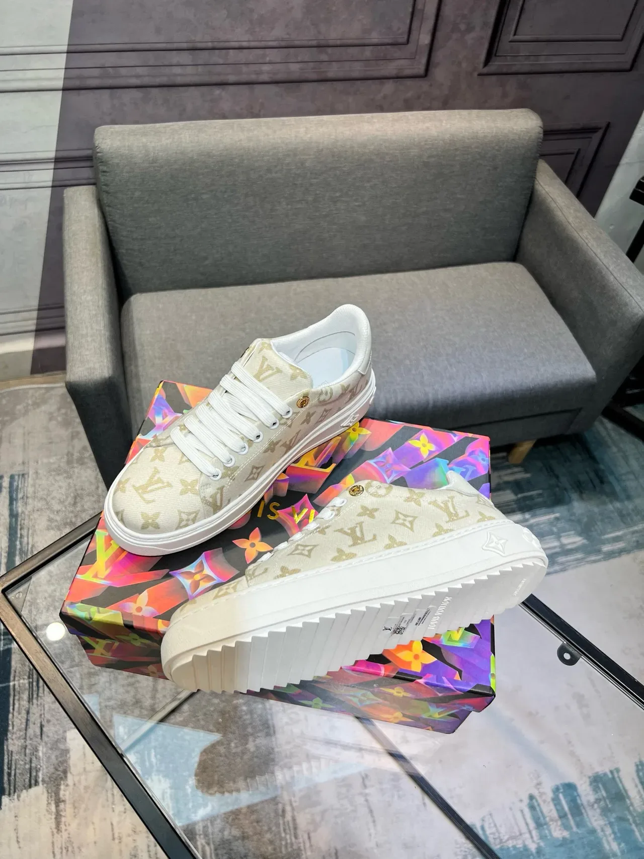 Louis Vuitton Beige Gold Monogram Canvas Low-Top Lifestyle Sneakers 3