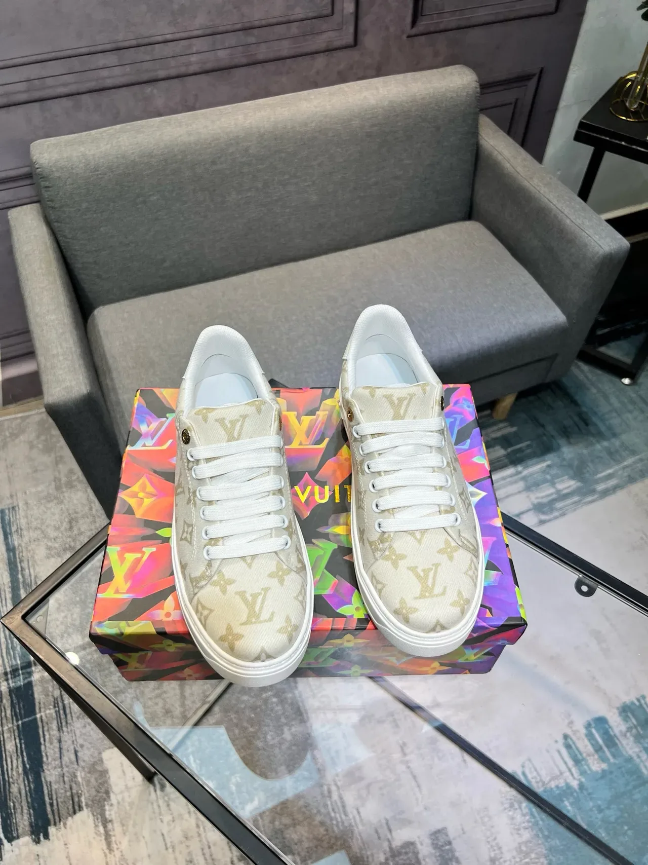 Louis Vuitton Beige Gold Monogram Canvas Low-Top Lifestyle Sneakers 4