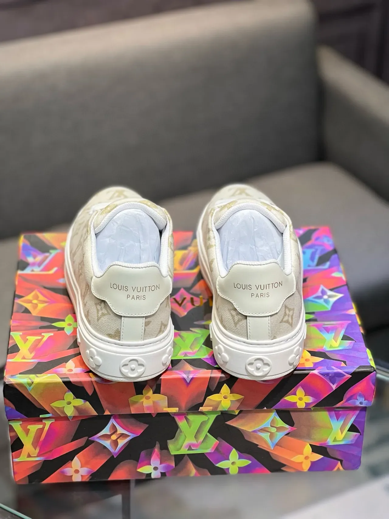 Louis Vuitton Beige Gold Monogram Canvas Low-Top Lifestyle Sneakers 7