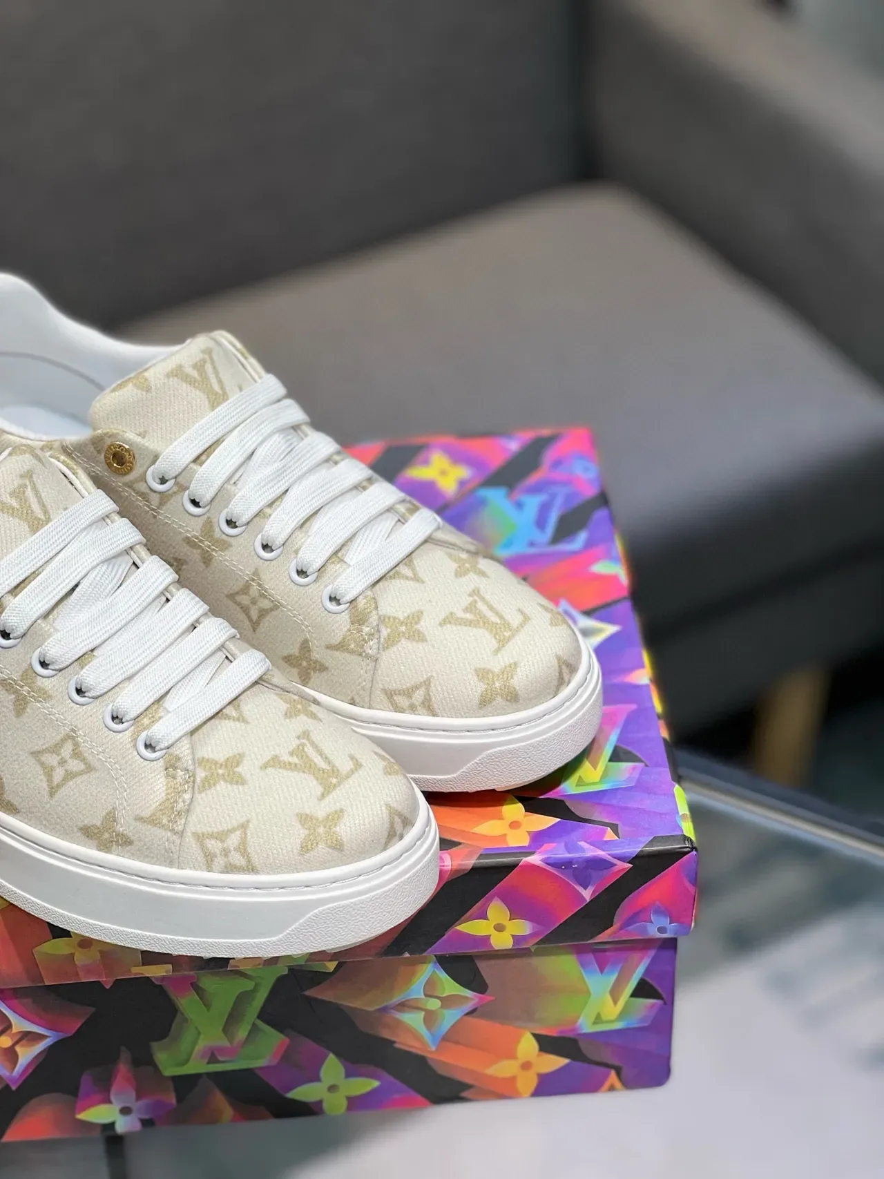 Louis Vuitton Beige Gold Monogram Canvas Low-Top Lifestyle Sneakers 8