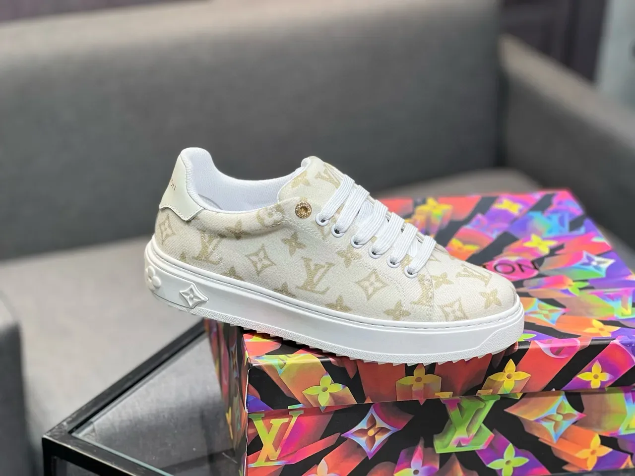 Louis Vuitton Beige Gold Monogram Canvas Low-Top Lifestyle Sneakers 9