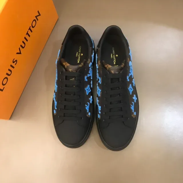 Louis Vuitton Black Blue Monogram Canvas Floral Motif Lifestyle Sneakers 3