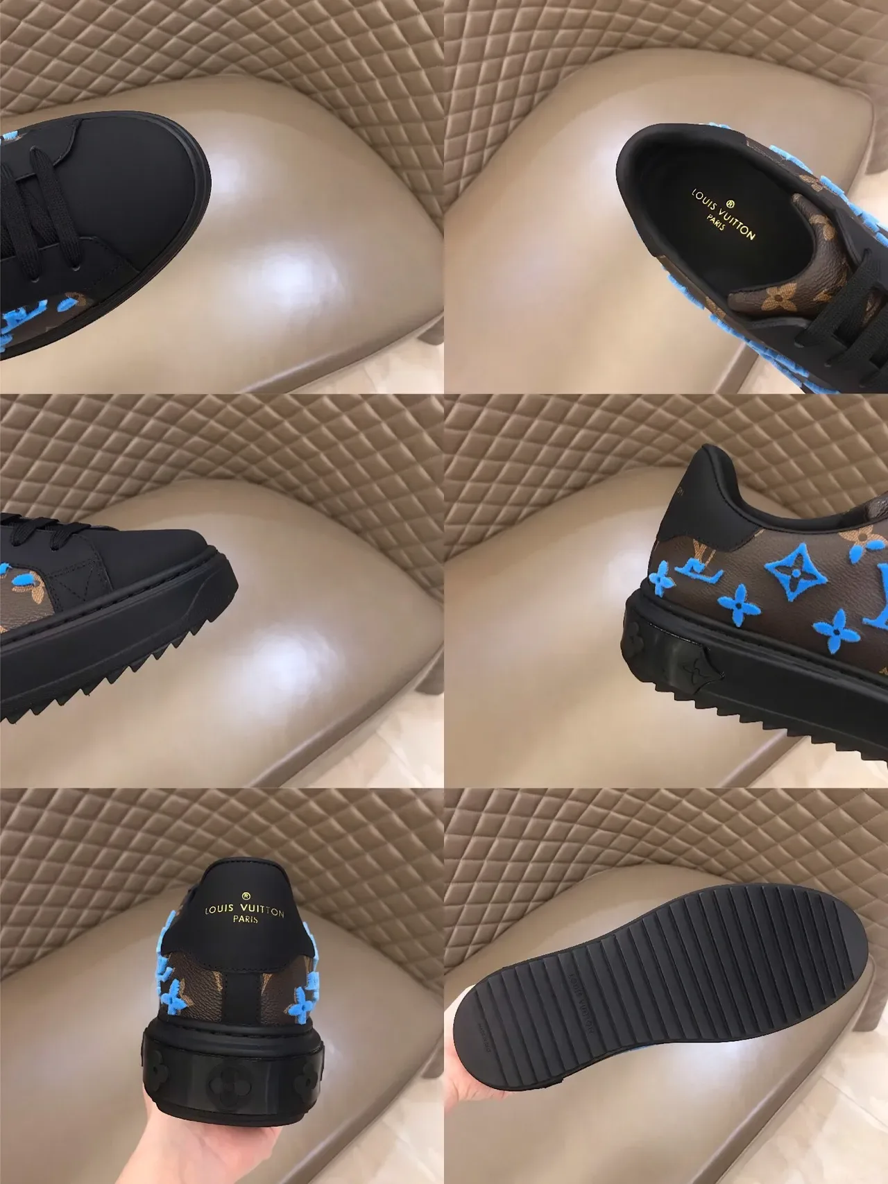 Louis Vuitton Black Blue Monogram Canvas Floral Motif Lifestyle Sneakers 4