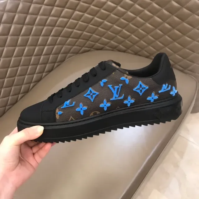 Louis Vuitton Black Blue Monogram Canvas Floral Motif Lifestyle Sneakers 5