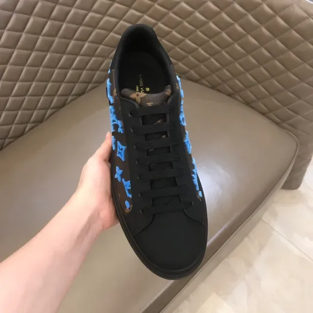 Louis Vuitton Black Blue Monogram Canvas Floral Motif Lifestyle Sneakers 6