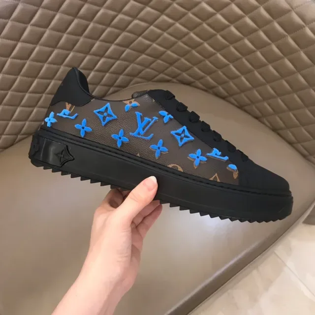 Louis Vuitton Black Blue Monogram Canvas Floral Motif Lifestyle Sneakers 7