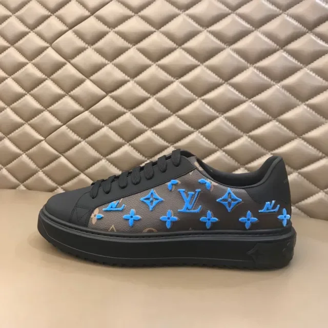 Louis Vuitton Black Blue Monogram Canvas Floral Motif Lifestyle Sneakers 8