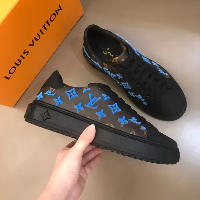Louis Vuitton Black Blue Monogram Canvas Floral Motif Lifestyle Sneakers 9