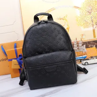 Louis Vuitton Black Embossed Monogram Structured Leather Casual Backpack