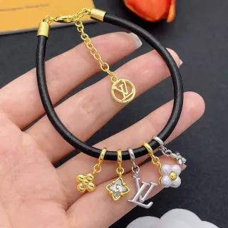 Louis Vuitton Black Gold Cord Multi-Charm Bracelet