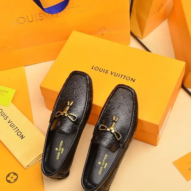 Louis Vuitton Black Gold Embossed Monogram Leather Buckle Hardware Loafer 3