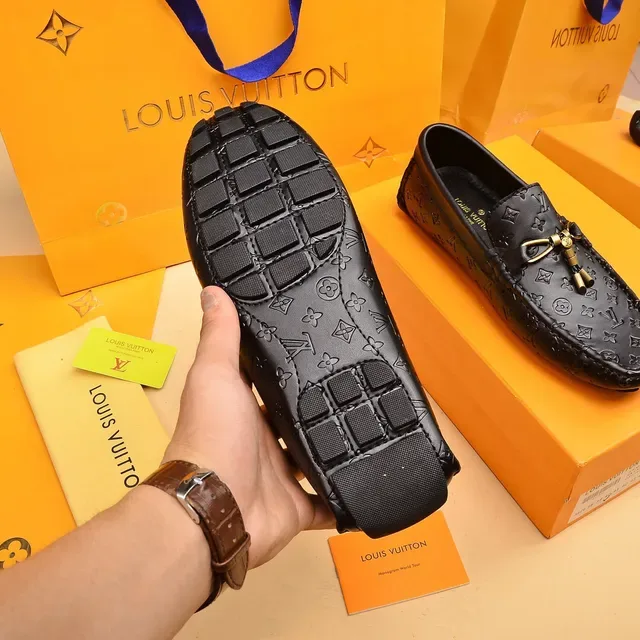 Louis Vuitton Black Gold Embossed Monogram Leather Buckle Hardware Loafer 4