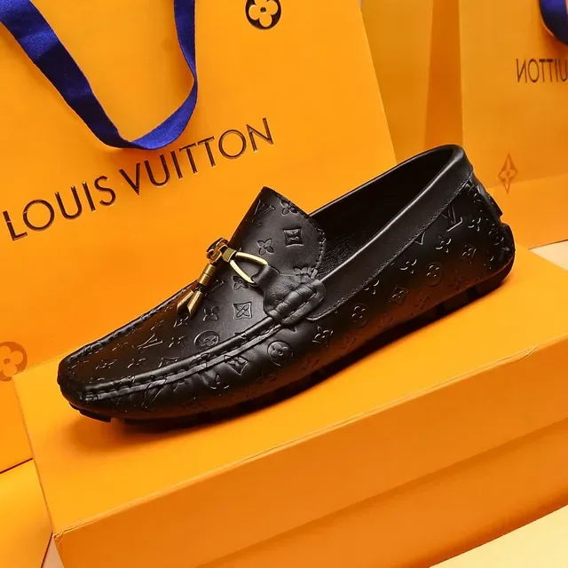 Louis Vuitton Black Gold Embossed Monogram Leather Buckle Hardware Loafer 5