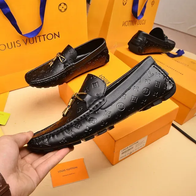 Louis Vuitton Black Gold Embossed Monogram Leather Buckle Hardware Loafer 7