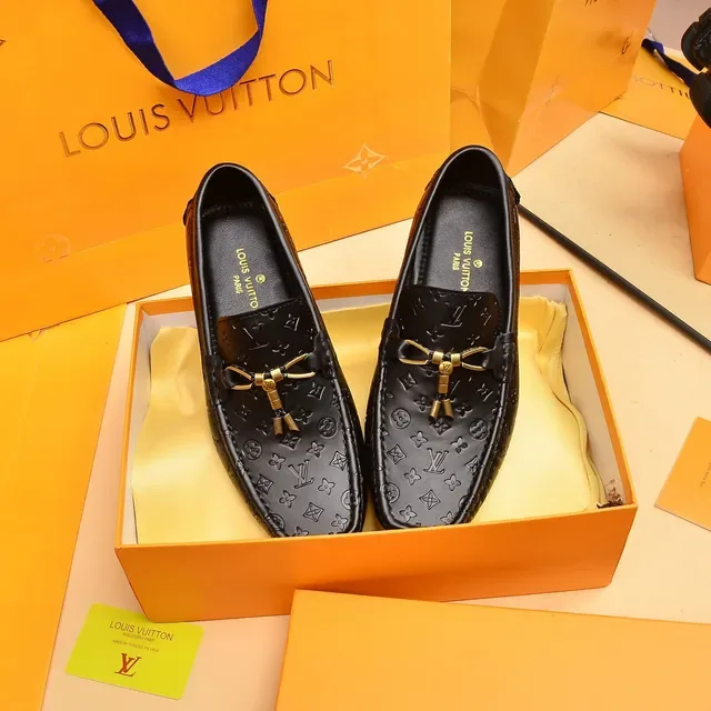 Louis Vuitton Black Gold Embossed Monogram Leather Buckle Hardware Loafer 8
