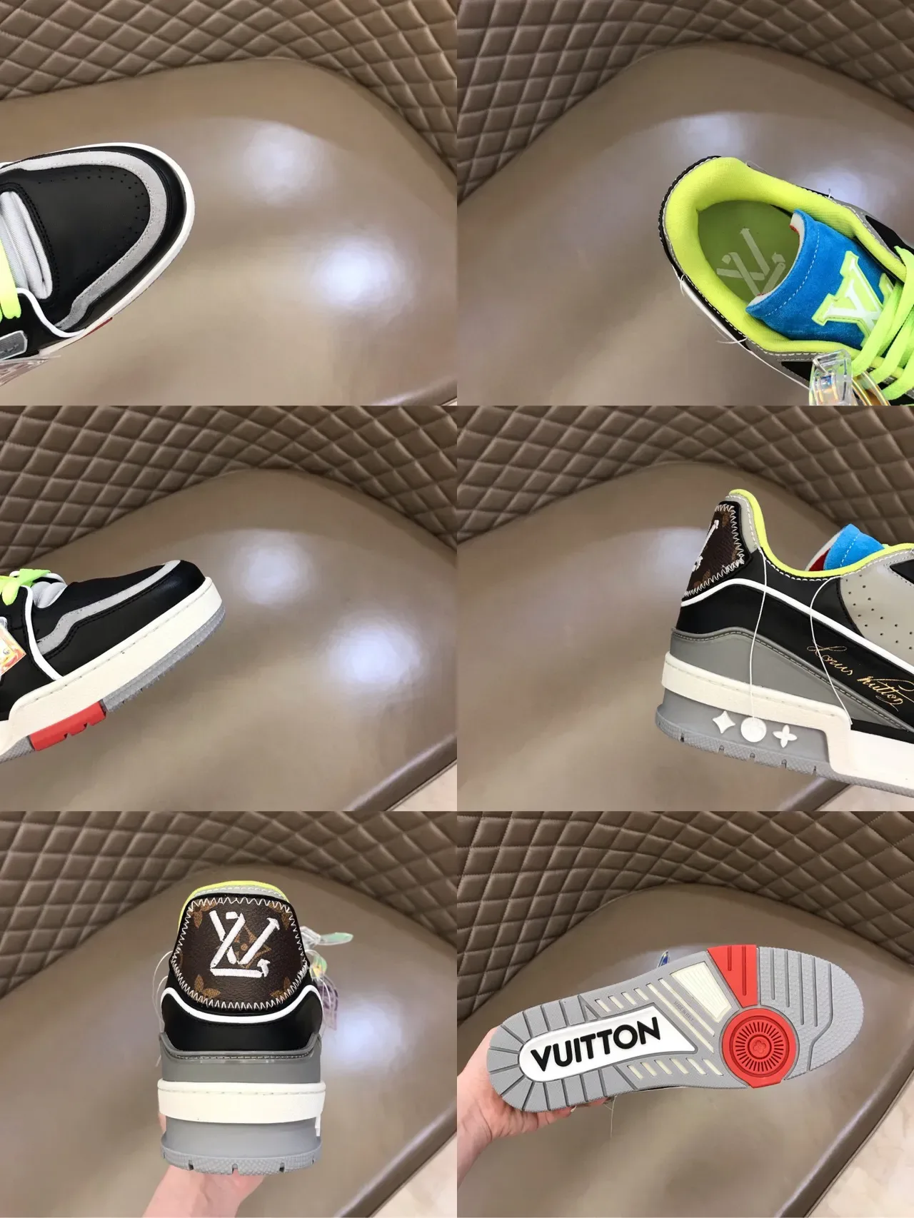 Louis Vuitton Sneakers Lifestyle Noir Gris Upper Synthétique en Couches Semelle Chunky Sculptée 3