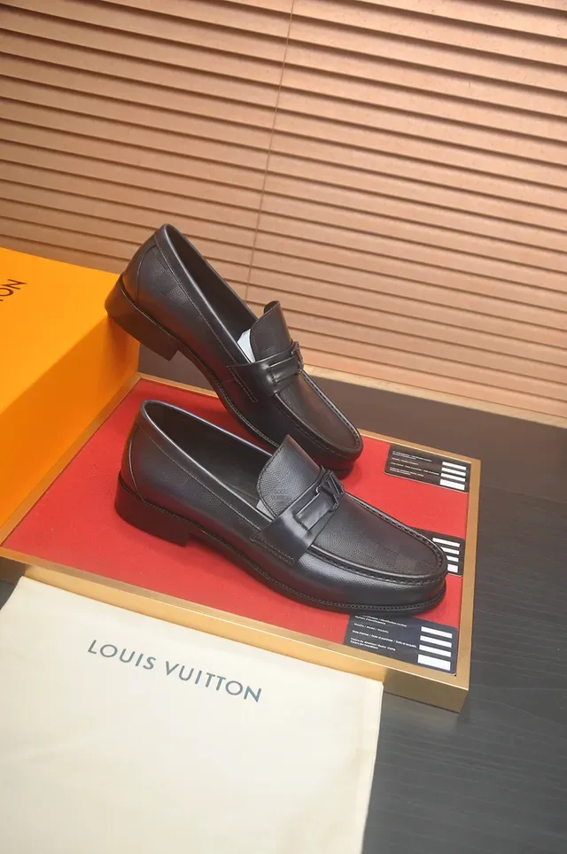 Louis Vuitton Black Leather Buckle Strap Loafers 4