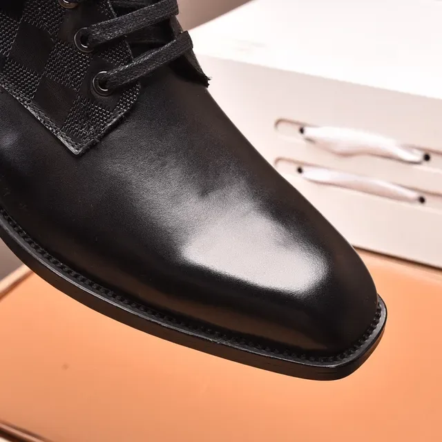 Louis Vuitton Black Leather Checkered Panel Ankle Boots 3