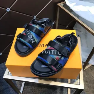 Louis Vuitton Sandales casual noir multicolore multi-sangles boucle ajustable