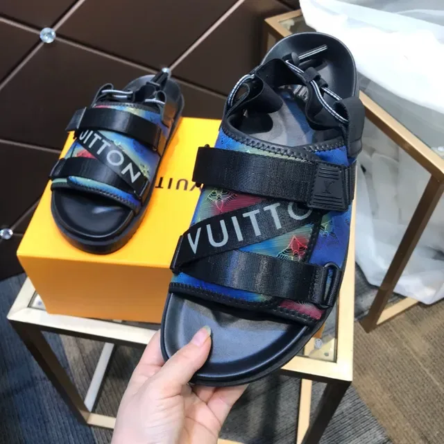 Louis Vuitton কালো বহুরঙা মাল্টি স্ট্র্যাপ অ্যাডজাস্টেবল বাকেল ক্যাজুয়াল স্যান্ডেল 3